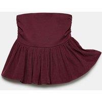 M&S Pure Cotton Fold Over Mini Skort Burgundy