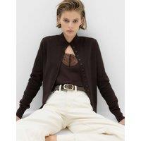 M&S Funnel Neck Slim Fit Cardigan with Wool Bitter Chocolate