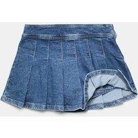 M&S Denim Pleated Mini Skort (6-16 Yrs) Dark Denim