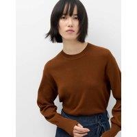 M&S Crew Neck Waisted Slim Fit Jumper Cognac