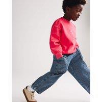 M&S Relaxed Pure Cotton Denim Striped Jeans (2-8 Yrs) Red Mix