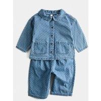 M&S 2 Piece Pure Cotton Denim Heart Jacket Set (0-5 Yrs) Blue
