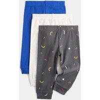 M&S 3 Pack Cotton Rich Abstract Ribbed Leggings (0 Mths-4 Yrs) Charcoal Mix