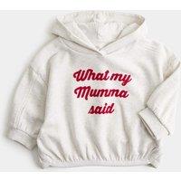 M&S Cotton Rich 'What My Mumma Said' Hoodie (0-5 Yrs) Grey