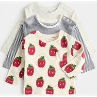 M&S 3 Pack Pure Cotton Apple Print Tops (0-5 Yrs) Multi