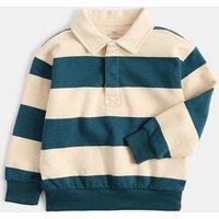 M&S Pure Cotton Striped Rugby Sweatshirt ( 2-8 Yrs) Green Mix