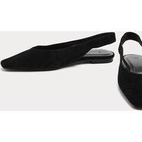 M&S Suede Flat Chisel Toe Slingback Shoes Black