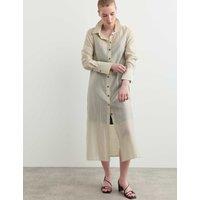 JAEGER Lyocell Rich Striped Midi Shirt Dress Ivory Mix