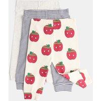 M&S 3 Pack Cotton Rich Apple Print Leggings (0 Mths-4 Yrs) Red Mix