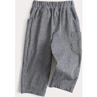 M&S Cotton Blend Striped Balloon Trousers (2-8 Yrs) Navy Mix