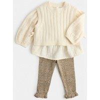 M&S 3 Piece Cotton Rich Outfit (0-5 Yrs) Cream Mix