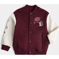 M&S Cotton Rich Marvel Bomber Jacket (2-8 Yrs) Burgundy Mix