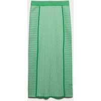 JAEGER Lyocell Rich Striped Midi Column Skirt Green Mix