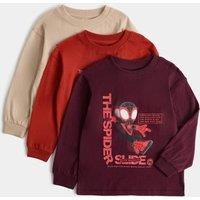 M&S 3 Pack Pure Cotton Spider-Man Tops (2-8 Yrs) Multi