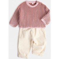 M&S 2 Piece Pure Cotton Knitted Jeans Outfit (0-5 Yrs) Pink Mix