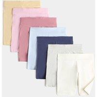 M&S 7 Pack Cotton Rich Cycling Shorts (2-10 Yrs) Multi