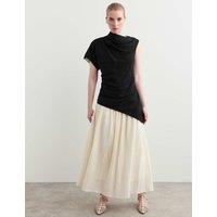 JAEGER Lyocell Blend Colour Block Maxi Dress Black Mix