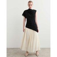 JAEGER Lyocell Blend Colour Block Maxi Dress Black Mix