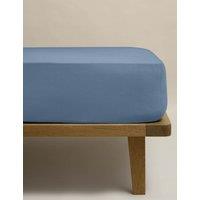 M&S Pure Brushed Cotton Deep Fitted Sheet Slate Blue