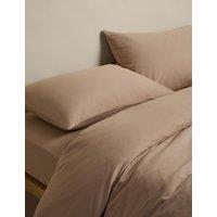 M&S Pure Cotton Brushed Bedding Set Biscuit