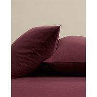 M&S 2 Pack Pure Cotton Brushed Pillowcases Burgundy