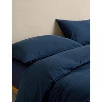 M&S Pure Cotton Brushed Bedding Set Navy
