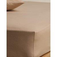 M&S Pure Brushed Cotton Deep Fitted Sheet Biscuit