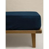 M&S Pure Brushed Cotton Deep Fitted Sheet Navy