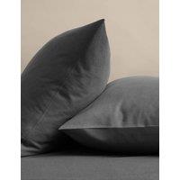 M&S 2 Pack Pure Cotton Brushed Pillowcases Charcoal