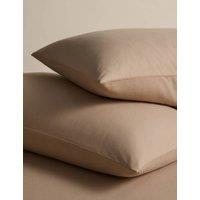 M&S 2 Pack Pure Cotton Brushed Pillowcases Biscuit