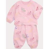 M&S 2 Piece Cotton Rich Banana Dog Sweat Outfit (0-5 Yrs) Pink Mix