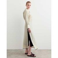 JAEGER Lyocell Rich Striped Midaxi Column Skirt Ivory Mix