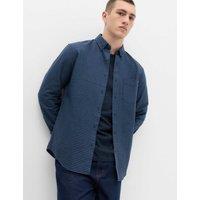 M&S Ultimate Pure Cotton Check Oxford Shirt Blue Mix