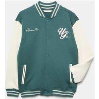 M&S Cotton Rich Graphic Bomber (6-16 Yrs) Green Mix