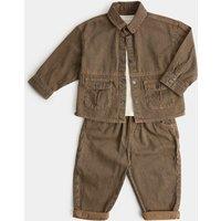 M&S 3 Piece Cotton Rich Striped Outfit (0-5 Yrs) Camel Mix