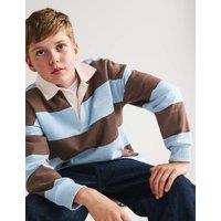 M&S Pure Cotton Striped Rugby Sweatshirt (6-16 Yrs) Brown Mix