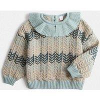 M&S Pure Cotton Collared Knitted Jumper (0-5 Yrs) Blue Mix