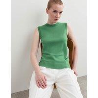 JAEGER Merino Wool With Silk Knitted Vest Green
