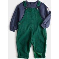 M&S 2 Piece Cotton Rich Dungarees Outfit (0 Mths-3 Yrs) Green