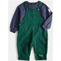 M&S 2 Piece Cotton Rich Dungarees Outfit (0 Mths-3 Yrs) Green