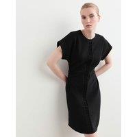 JAEGER Crepe Ruched Short Waisted Dress Black
