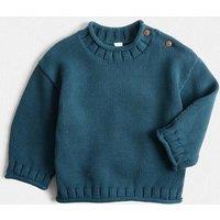 M&S Pure Cotton Roll Hem Jumper (0 Mths-5 Yrs) Teal