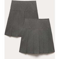 M&S 2 Pack Longer Length Pleated School Skirts (2-18 Yrs) Grey