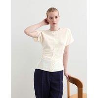 JAEGER Pure Silk Ruched Shell Top Ivory