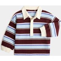 M&S Pure Cotton Striped Rugby Shirt (0-5 Yrs) Burgundy Mix