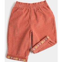 M&S Pure Cotton Cord Embroidered Trousers (0-5 Yrs) Coral