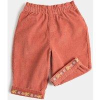 M&S Pure Cotton Cord Embroidered Trousers (0-5 Yrs) Coral