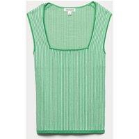 JAEGER Striped Square Neck Knitted Vest Green Mix