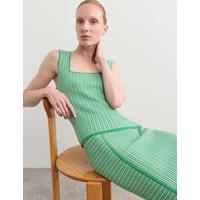 JAEGER Striped Square Neck Knitted Vest Green Mix
