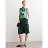 JAEGER Pure Silk Knee Length Shorts Dark Green